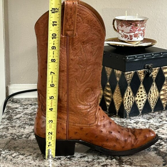 Custom Made Ostrich Leather Cowboy Boots – Saddle Tan | Size 7.5 / 8 - Picture 11 of 11